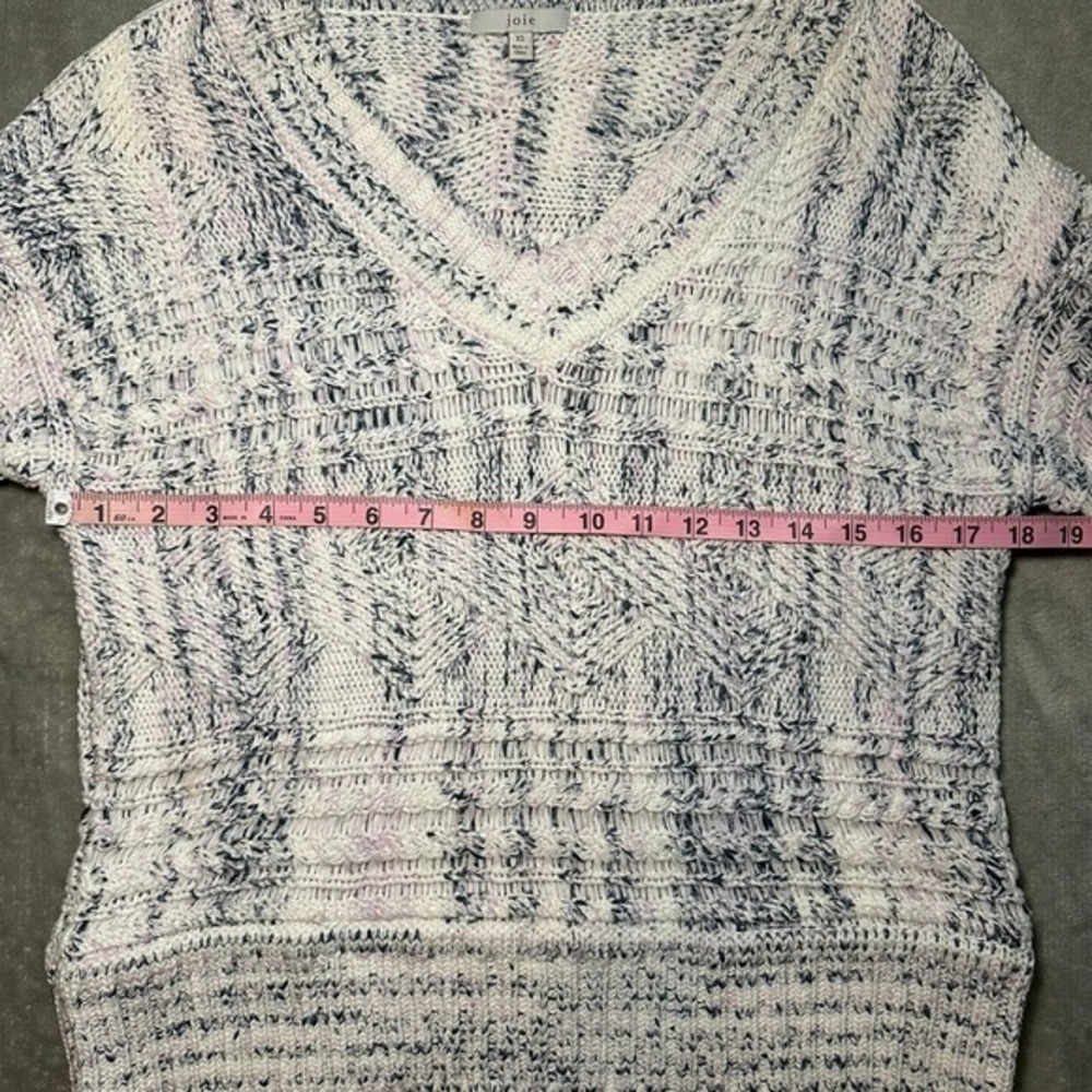 Joie Sydnee Sweater Women Size XS Porcelain Marled Knit V Neck Balloon Sleeve - Picture 7 of 12